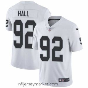 Luxurious Nike Raiders #92 P J Hall White Stitched NFL Vapor Untouchable Limited Jersey