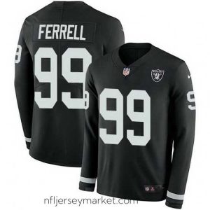 Stunning Nike Raiders 99 Clelin Ferrell Black Team Color Stitched NFL Limited Therma Long Sleeve Jersey