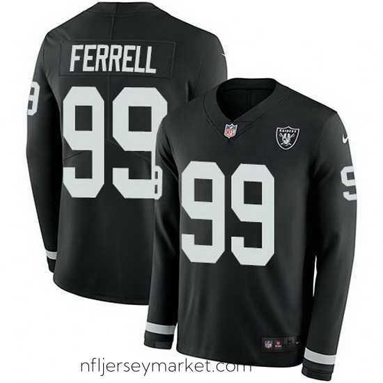 Stunning Nike Raiders 99 Clelin Ferrell Black Team Color Stitched NFL Limited Therma Long Sleeve Jersey