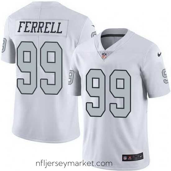 Luxurious Nike Raiders 99 Clelin Ferrell White Stitched NFL Limited Rush Jersey