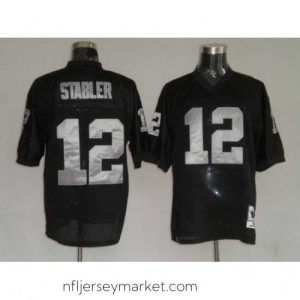 Irresistible Oakland Raiders 12 Ken Stabler Black throwback Jerseys