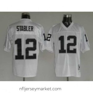 Premium Oakland Raiders 12 Ken Stabler White throwback Jerseys