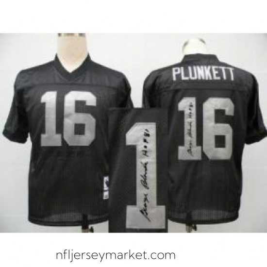 Top notch Oakland Raiders 16 Jim Plunkett Black Throwback M&N Signed NFL Jerseys