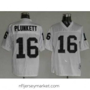 Exquisite Oakland Raiders 16 Jim Plunkett White Throwback Jersey
