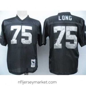 Exquisite Oakland Raiders 75 Howie Long black(Silver Number)throwback