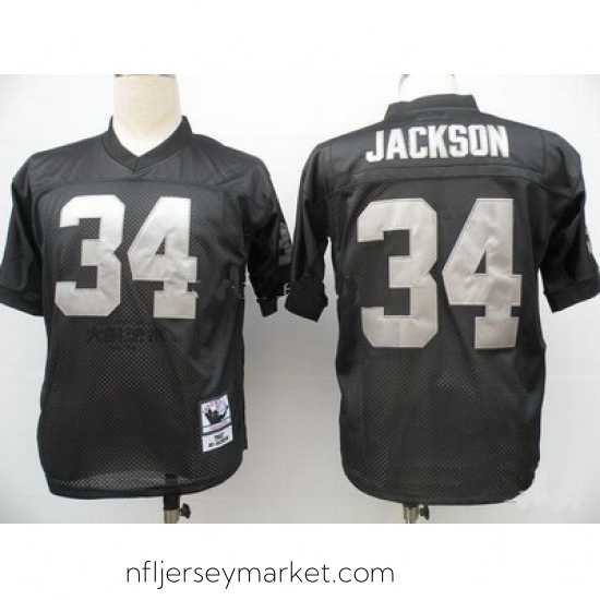Irresistible Oakland Raiders Mitchell & Ness34 Bo Throwback Black Jersey