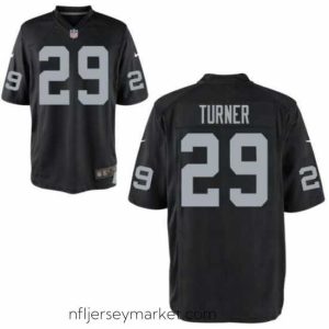 Alluring Oakland Raiders Nike Black #29 TURNER Game Jersey