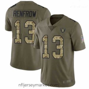 Premium Raiders #13 Hunter Renfrow Olive Camo Stitched Football Limited 2017 Salute to Service Jersey