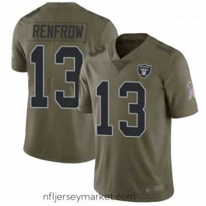 Top notch Raiders #13 Hunter Renfrow Olive Stitched Football Limited 2017 Salute to Service Jersey