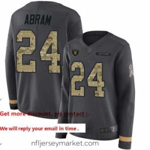 Top notch Raiders 24 Johnathan Abram Anthracite Salute to Service Stitched Football Limited Therma Long Sleeve Jersey