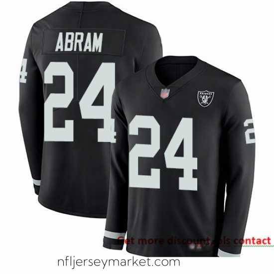 Top notch Raiders 24 Johnathan Abram Black Team Color Stitched Football Limited Therma Long Sleeve Jersey