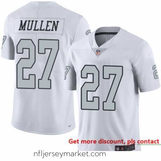 Stunning Raiders 27 Trayvon Mullen White Stitched Football Limited Rush Jersey