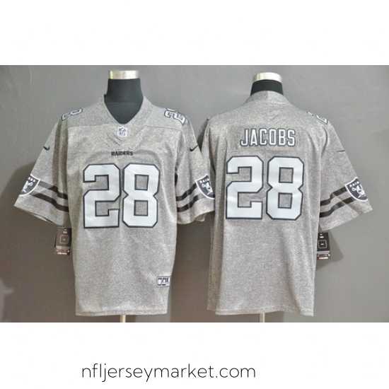 Top notch Raiders 28 Josh Jacobs 2019 Gray Gridiron Gray Vapor Untouchable Limited Jersey