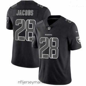 Alluring Raiders 28 Josh Jacobs Black Impact Rush Limited Jersey