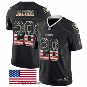 Alluring Raiders 28 Josh Jacobs Black USA Flash Fashion Limited Jersey