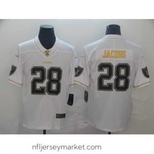 Luxurious Raiders 28 Josh Jacobs White Gold Vapor Untouchable Limited Jersey