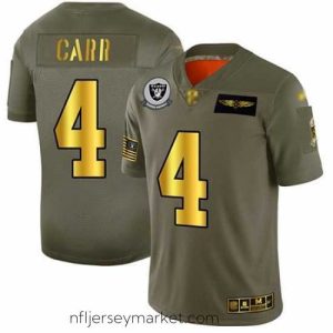 Magnificent Raiders 4 Derek Carr Camo Gold Stitched Football Limited 2019 Salute To Service Jersey