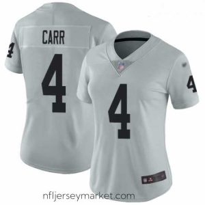 Alluring Raiders #4 Derek Carr Silver Stitched Football Limited Inverted Legend Jersey