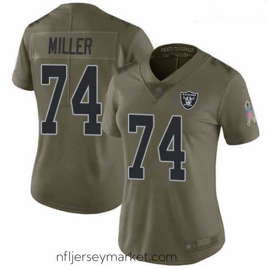 Luxurious Raiders #74 Kolton Miller Olive Stitched Football Limited 2017 Salute to Service Jersey