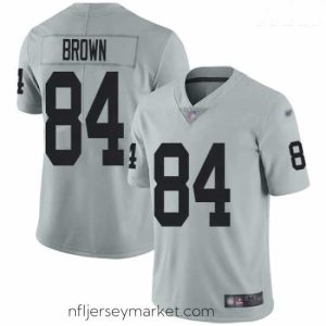 Gorgeous Raiders #84 Antonio Brown Silver Stitched Football Limited Inverted Legend Jersey