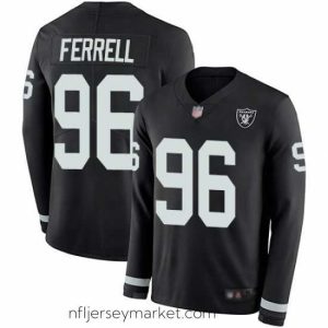 Magnificent Raiders 96 Clelin Ferrell Black Team Color Stitched Football Limited Therma Long Sleeve Jersey