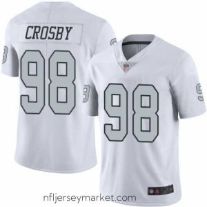 Superb Raiders 98 Maxx Crosby White Stitched Football Limited Rush Jersey