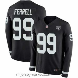 Stunning Raiders 99 Clelin Ferrell Black Team Color Stitched Football Limited Therma Long Sleeve Jersey