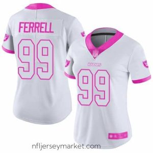 Top notch Raiders 99 Clelin Ferrell White Pink Stitched Football Limited Rush Fashion Jersey