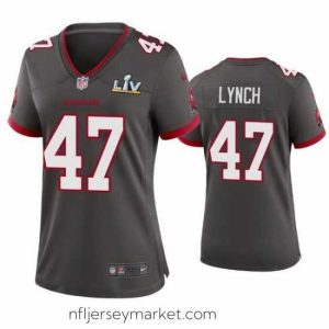 Gorgeous John Lynch Buccaneers Pewter Super Bowl Lv Game Jersey