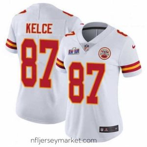 Premium Kansas City Chiefs 87 Travis Kelce White Vapor Untouchable Limited Stitched Football 2024 Super Bowl LVIII Jersey