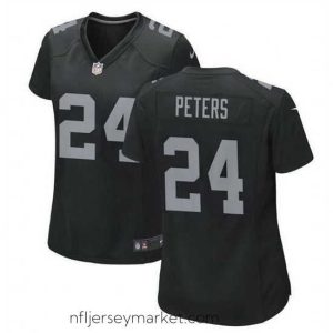 Top notch Las Vegas Raiders 24 Marcus Peters Black Stitched Jersey  Run Small