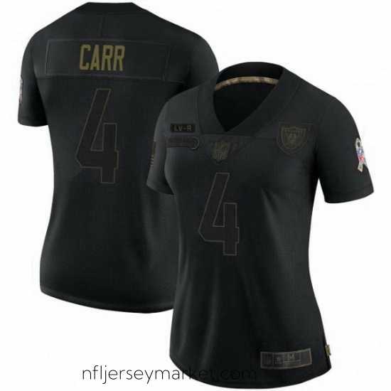 Stunning Las Vegas Raiders 4 Derek Carr Black 2020 Salute To Service Limited Jersey
