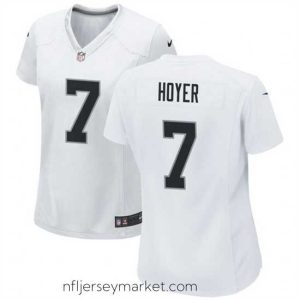 Gorgeous Las Vegas Raiders 7 Brian Hoyer White Stitched Jersey  Run Small