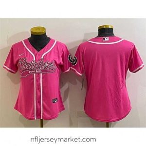 Irresistible Las Vegas Raiders Blank Pink With Patch Cool Base Stitched Baseball Jersey