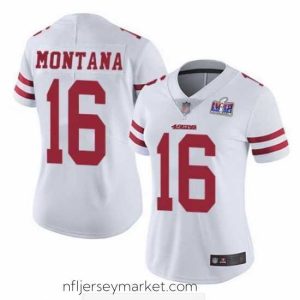 Premium NFL San Francisco 49ers 16 Joe Montana White Vapor Untouchable Limited Stitched 2024 Super Bowl LVIII Jersey