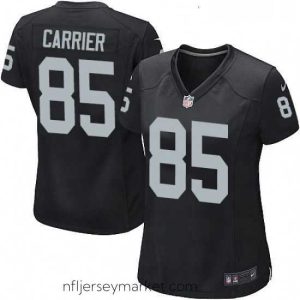 Superb Nike Oakland Raiders 85 Derek Carrier Game Black Team Color NFL Jersey