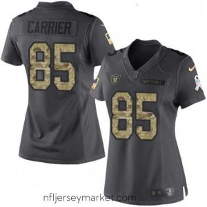 Gorgeous Nike Oakland Raiders 85 Derek Carrier Limited Black 2016 Salute to Service NFL Jersey