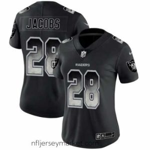 Superb Nike Raiders 28 Josh Jacobs Black Smoke Vapor Untouchable Limited Jersey