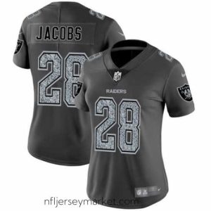 Gorgeous Nike Raiders 28 Josh Jacobs Gray Smoke Vapor Untouchable Limited Jersey
