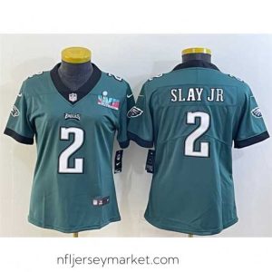Superb Philadelphia Eagles 2 Darius Slay Jr  Green Super Bowl LVII PatchVapor Untouchable Limited Stitched Football Jersey