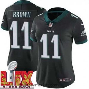 Premium Philadelphia Eagles A.J. Brown #11 Black 2024 2025 Super Bowl LIX F.U.S.E Stitched NFL Jersey