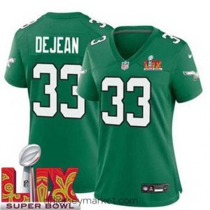 Premium Philadelphia Eagles Cooper DeJean #33 Kelly Green 2024 2025 Super Bowl LIX F.U.S.E Stitched NFL Jersey