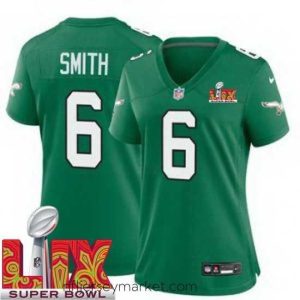Exquisite Philadelphia Eagles DeVonta Smith #6 Kelly Green 2024 2025 Super Bowl LIX F.U.S.E Stitched NFL Jersey