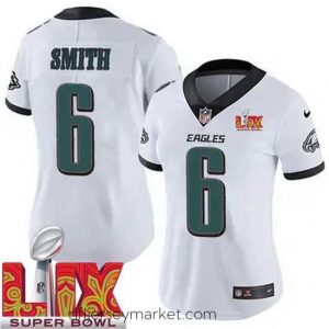 Exquisite Philadelphia Eagles DeVonta Smith #6 White 2024 2025 Super Bowl LIX F.U.S.E Stitched NFL Jersey