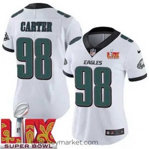 Gorgeous Philadelphia Eagles Jalen Carter #98 White 2024 2025 Super Bowl LIX F.U.S.E Stitched NFL Jersey