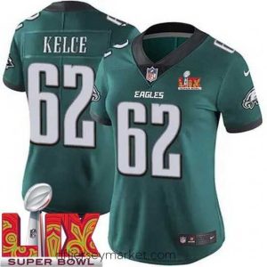 Magnificent Philadelphia Eagles Jason Kelce #62 Green 2024 2025 Super Bowl LIX F.U.S.E Stitched NFL Jersey