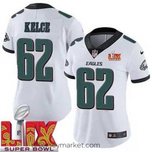 Alluring Philadelphia Eagles Jason Kelce #62 White 2024 2025 Super Bowl LIX F.U.S.E Stitched NFL Jersey