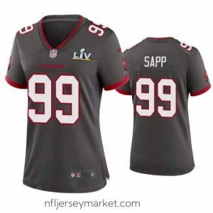 Stunning Warren Sapp Buccaneers Pewter Super Bowl Lv Game Jersey
