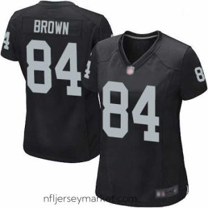 Premium Womens Antonio Brown Game Black Home Jersey Oakland Raiders Football 84 Jersey