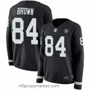 Gorgeous Womens Antonio Brown Limited Black Jersey Oakland Raiders Football 84 Jersey Therma Long Sleeve